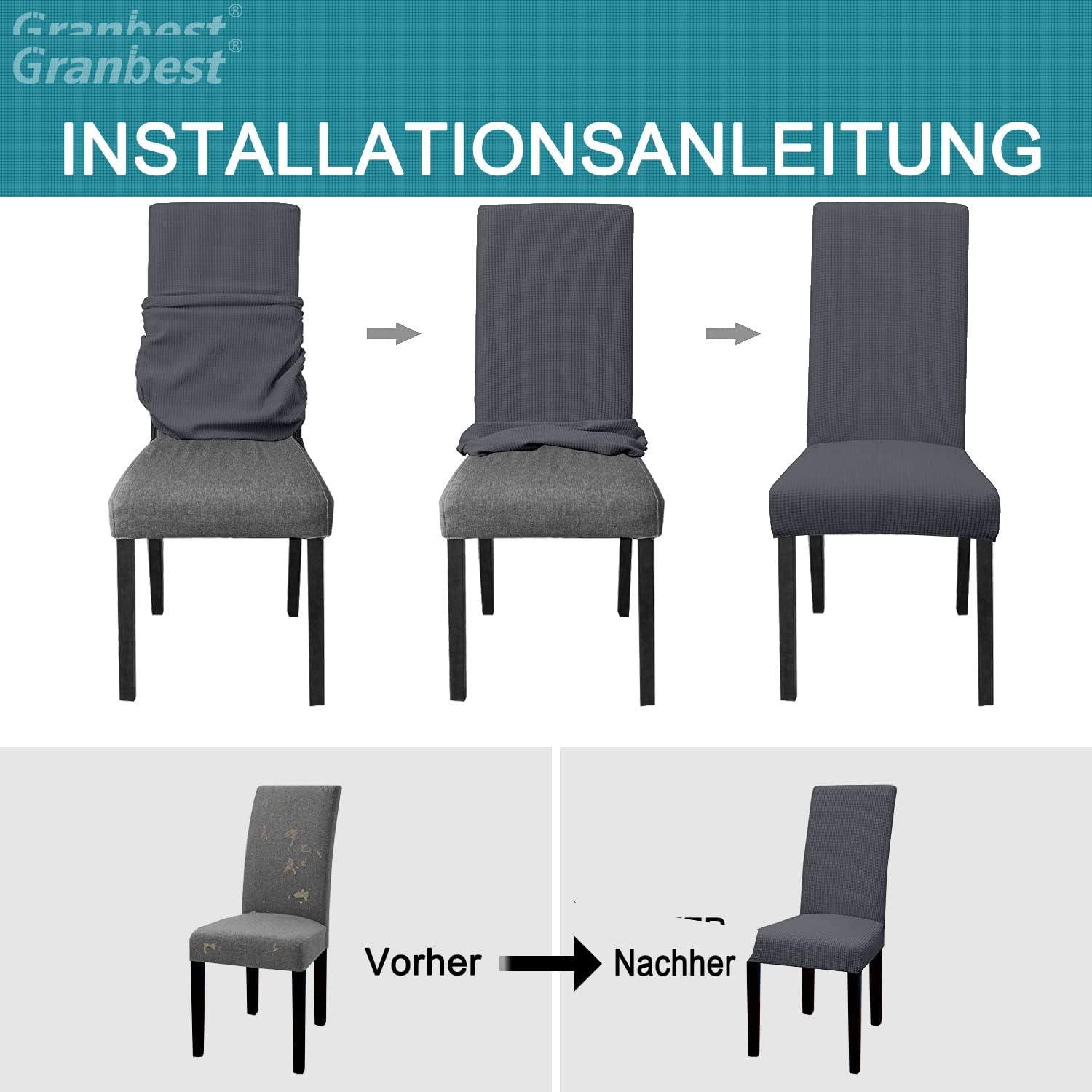Wasserdichte Esszimmer Stuhlbezüge 4er Set Stretch Grau