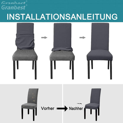 Wasserdichte Esszimmer Stuhlbezüge 4er Set Stretch Grau