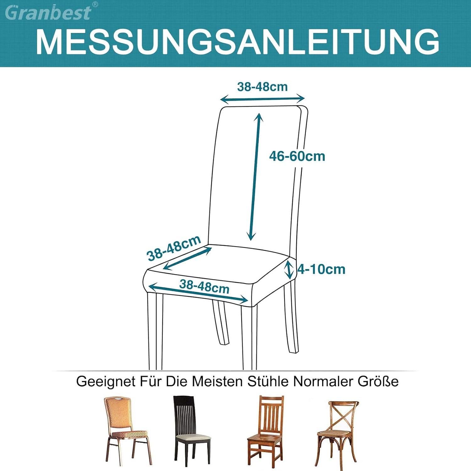 Granbest Wasserdichte Stuhlbezüge 4er Set Esszimmer Stretch Grau