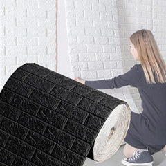 3D Wandpaneele Selbstklebend Tapete Steinoptik Ziegel Schwarz