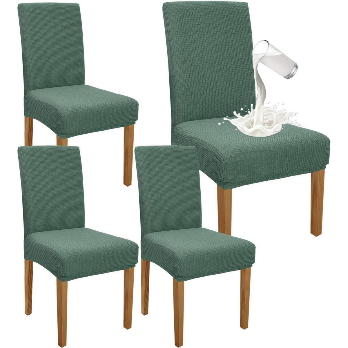 Wasserdichte Stuhlbezüge Set 4er Matcha Grün | Stretch Esszimmer Hussen