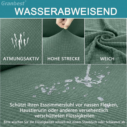 Wasserdichte Stuhlbezüge Set 4er Matcha Grün | Stretch Esszimmer Hussen