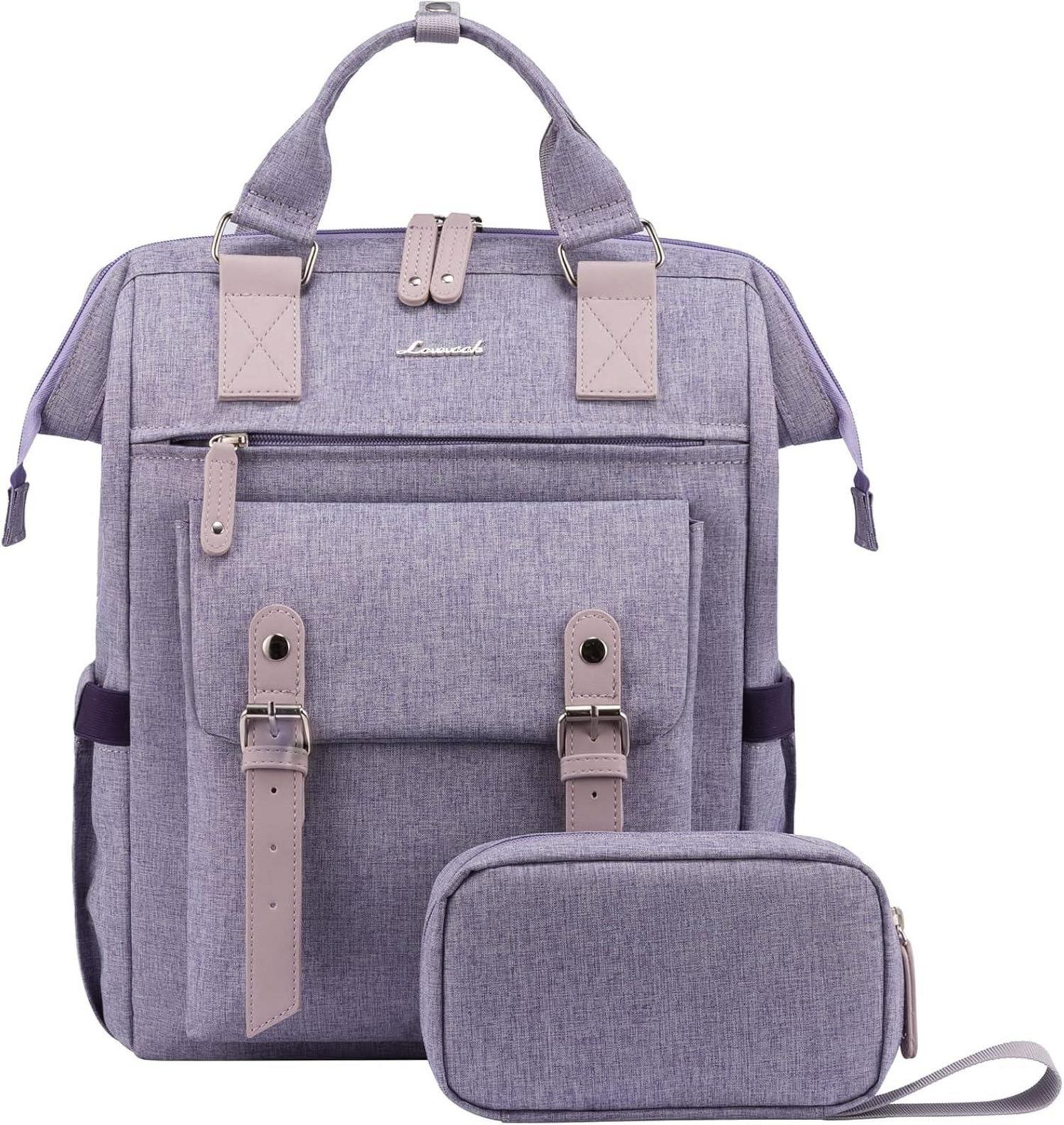 Laptop Rucksack Damen Wasserdicht 15,6 Zoll USB Ladeanschluss Purple