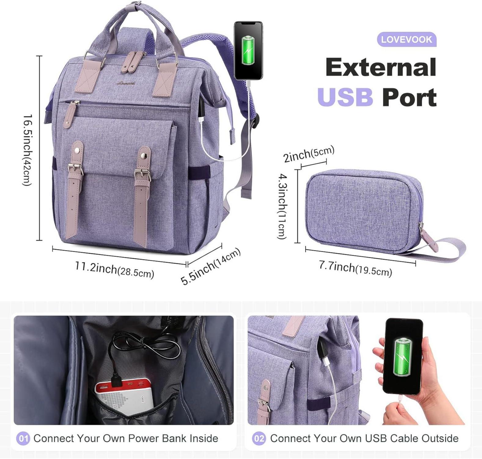 LOVEVOOK Laptop Rucksack Damen Wasserdicht 15,6 Zoll USB