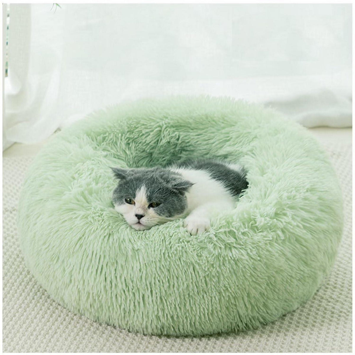 Rundes Hundebett Plüsch Donut – Grün, 120cm