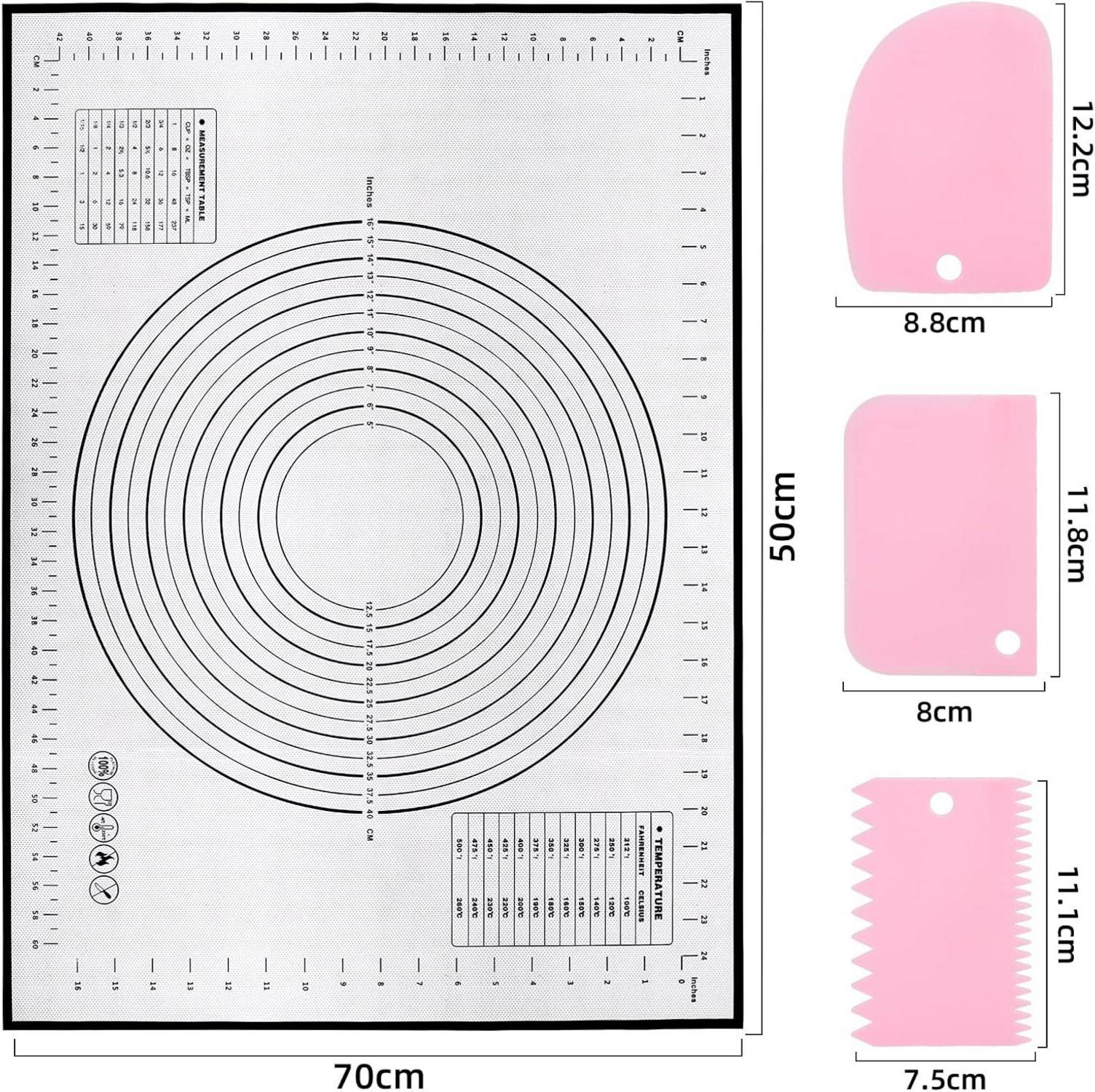 Große Silikon Backmatte 70x50 cm Antihaft Ausrollmatte