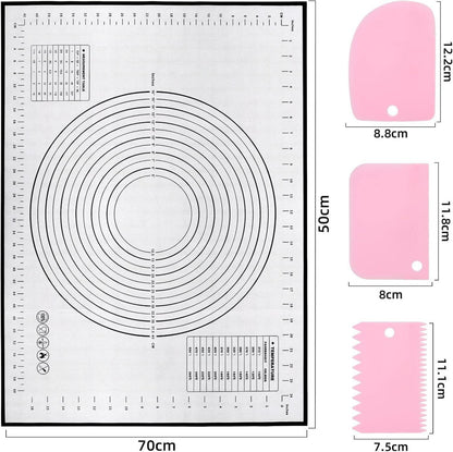 Große Silikon Backmatte 70x50 cm Antihaft Ausrollmatte