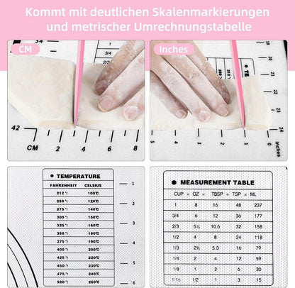 Silikon Backmatte Groß 70x50cm Antihaft Teigmatte Ausrollmatte Messung