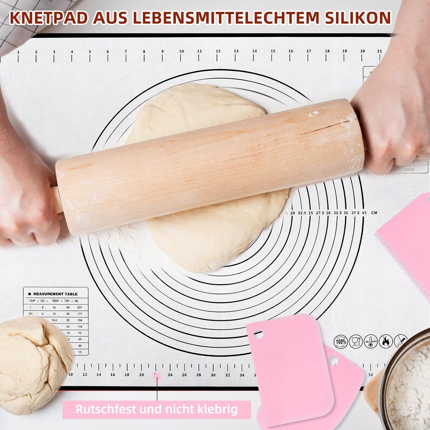 Silikon Backmatte Groß 70 x 50 cm Antihaft Teigmatte mit Messung & Teigschaber