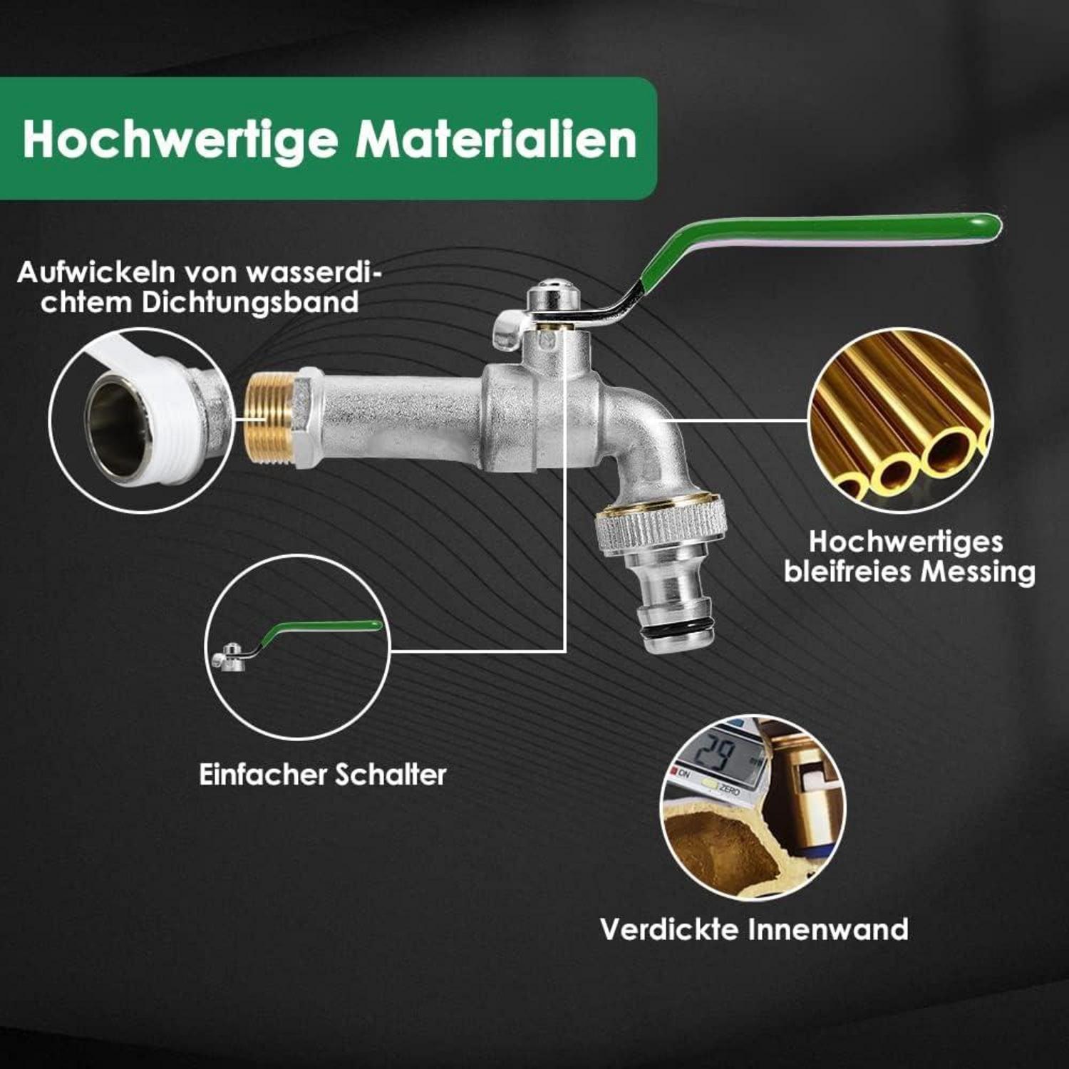 Garten Wasserhahn aus Messing 1/2 Zoll Rost-und Frostsicher