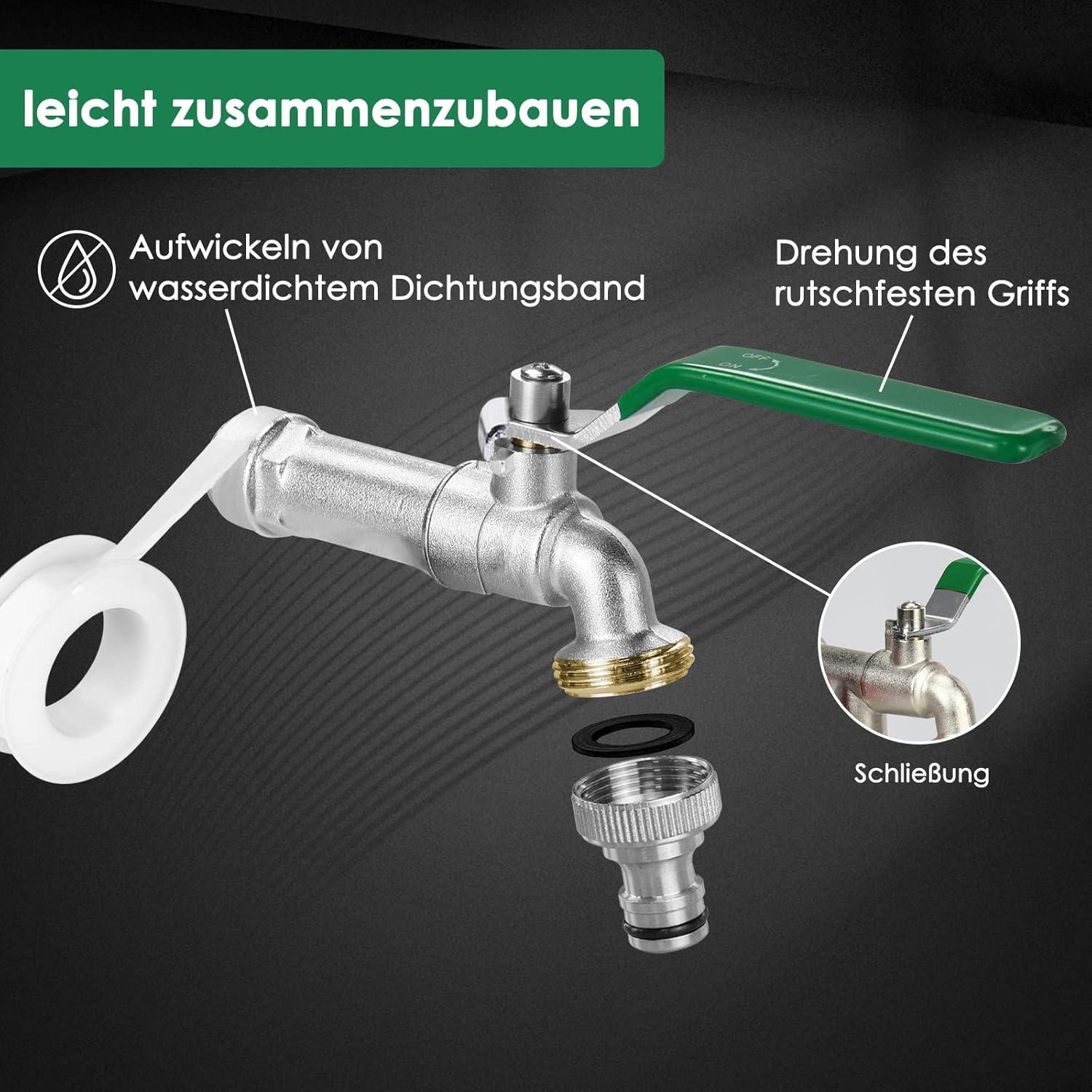 SPGOOD Garten Wasserhahn Premium Messing 1/2 Zoll Rost- & Frostsicher Grün