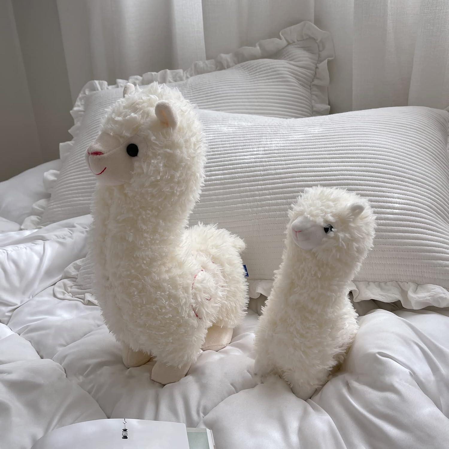 Weißes Alpaka Kuscheltier 25cm - Plüschtier Geschenk für Kinder