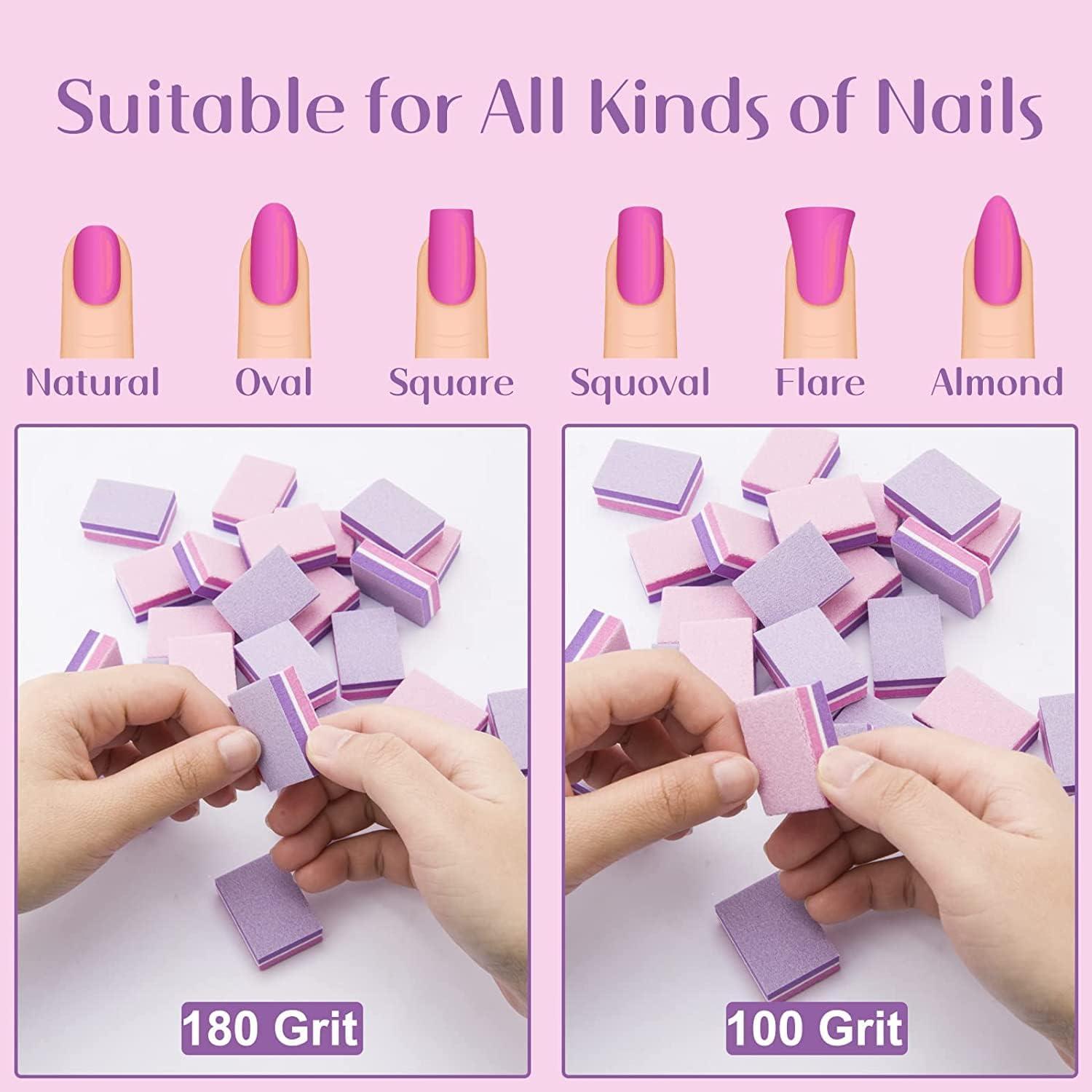 Nagelpufferblock 50 Stück 100/180 Körnung, Rosa/Lila, Nageldesign DIY, Mini Buffer für Nägel