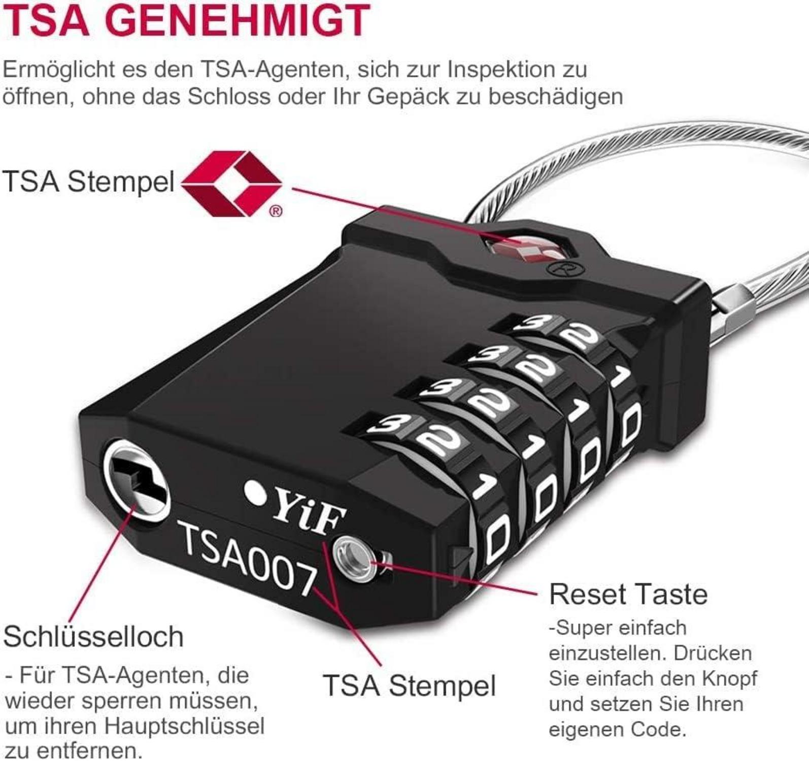 ZHEGE TSA Gepäckschloss 4 Stellig Gelb für Koffer & Reise