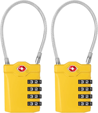 ZHEGE TSA Zahlenschloss Vorhängeschloss 4 Stellig Gelb 2 Stück