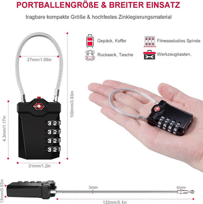 ZHEGE TSA Gepäckschloss 2 Stücke Zahlenschloss Vorhängeschloss Gelb