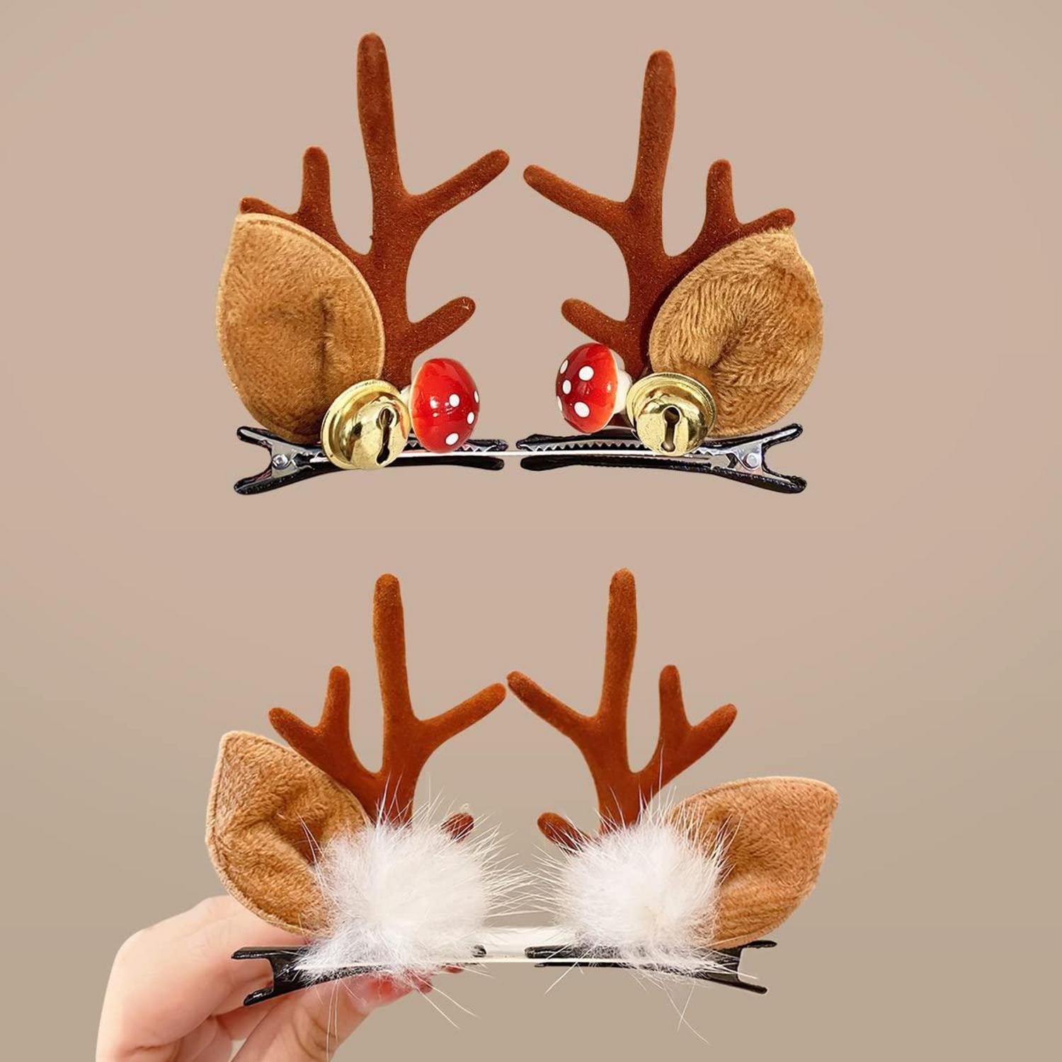 Rentiergeweih Haarspangen Weihnachts Haarschmuck 4er-Set Braun