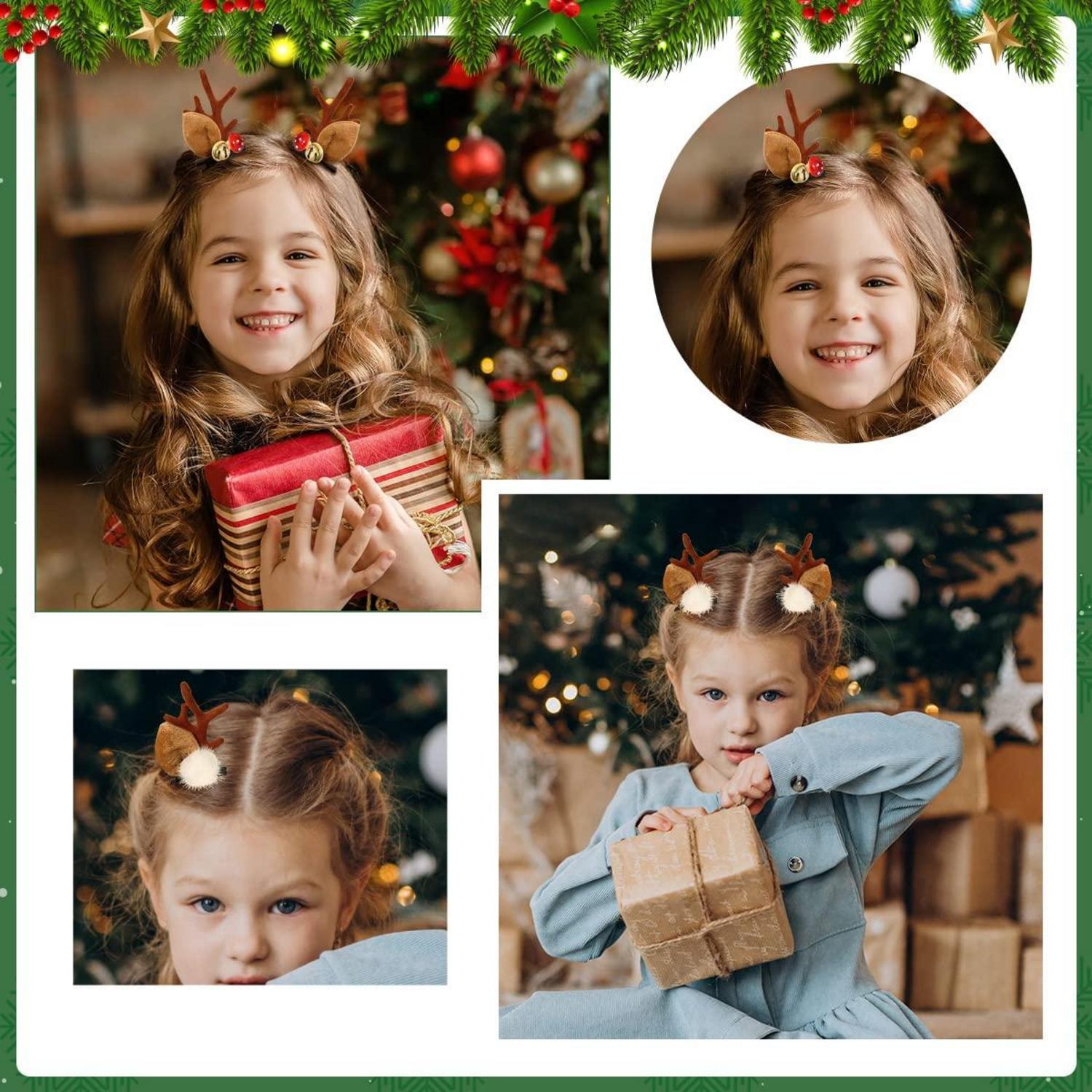 Haarspangen Rentier Geweih Haarnadeln Hirsch Haarclips Weihnachten 4