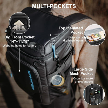 Isolierter Rucksack-Kühler 49 Dosen – Wasserdicht & Tragbar