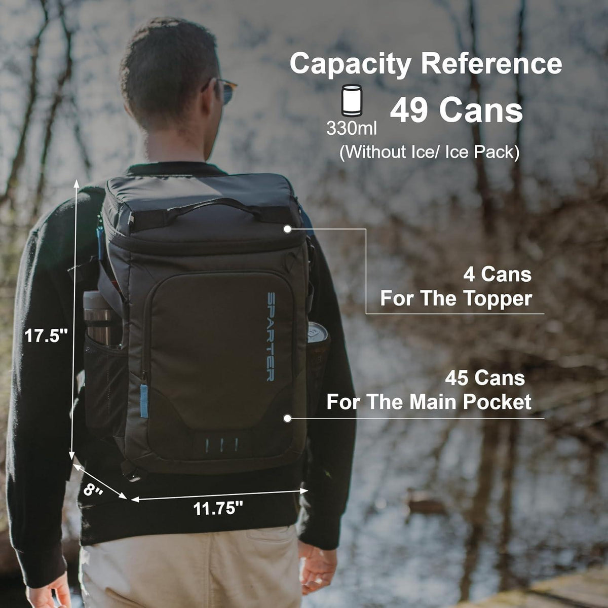 Isolierter Rucksack-Kühler 49 Dosen – Wasserdicht & Tragbar