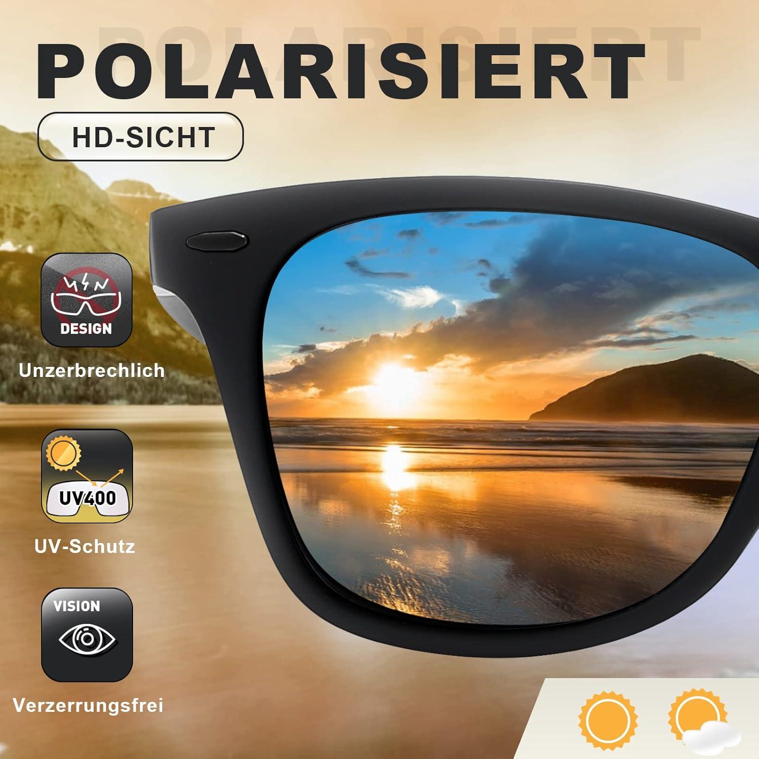 Polarisierte Retro Sonnenbrille UV400 Herren Damen Vintage Stil Sport