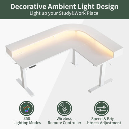 Höhenverstellbarer Elektrischer L-Form Schreibtisch LED 160x120cm