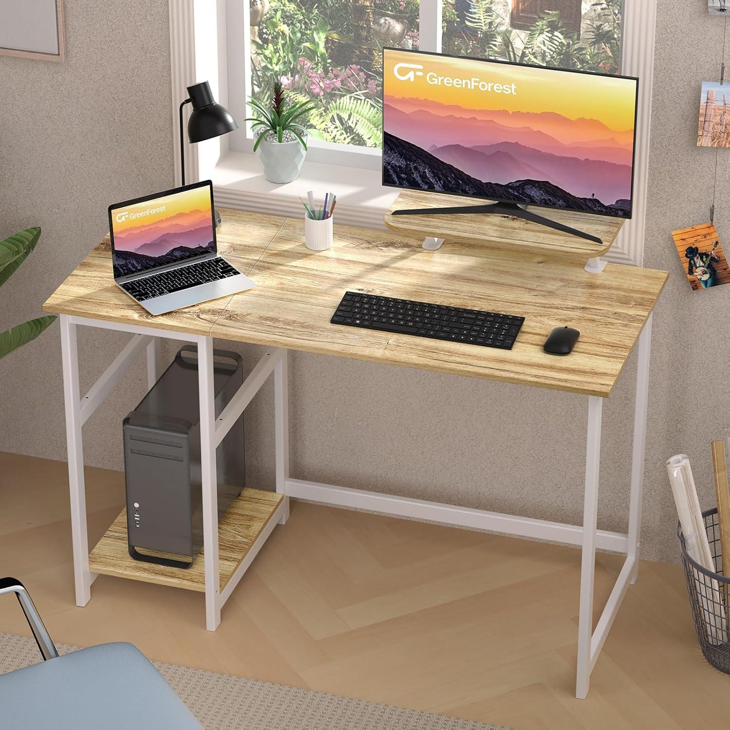 Kleiner Schreibtisch mit Monitorständer und Stauraum 100cm
