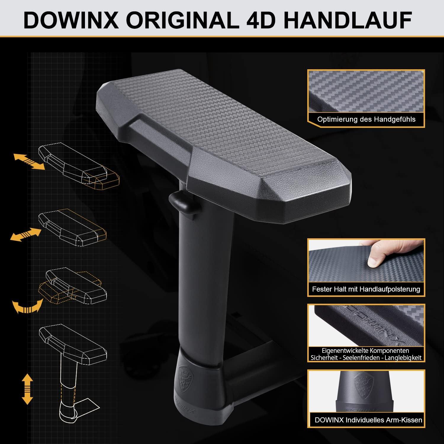 Dowinx Gaming Stuhl Ergonomisch Rennstil, Massage Lendenstütze, Computer Bürosessel PU-Leder Fußstütze