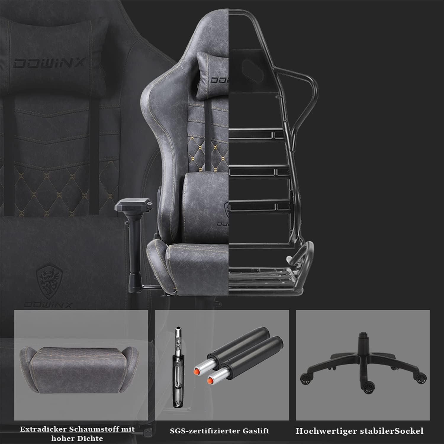 Gaming Stuhl Ergonomischer Rennstil mit Massage und Lendenwirbelstütze