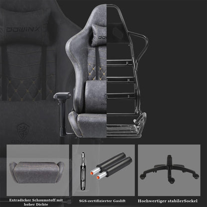 Gaming Stuhl Ergonomischer Rennstil mit Massage und Lendenwirbelstütze