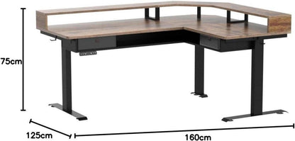 160cm Elektrischer Höhenverstellbarer Schreibtisch mit LED-Streifen, L-Form Stehpult, Monitorständer, 2