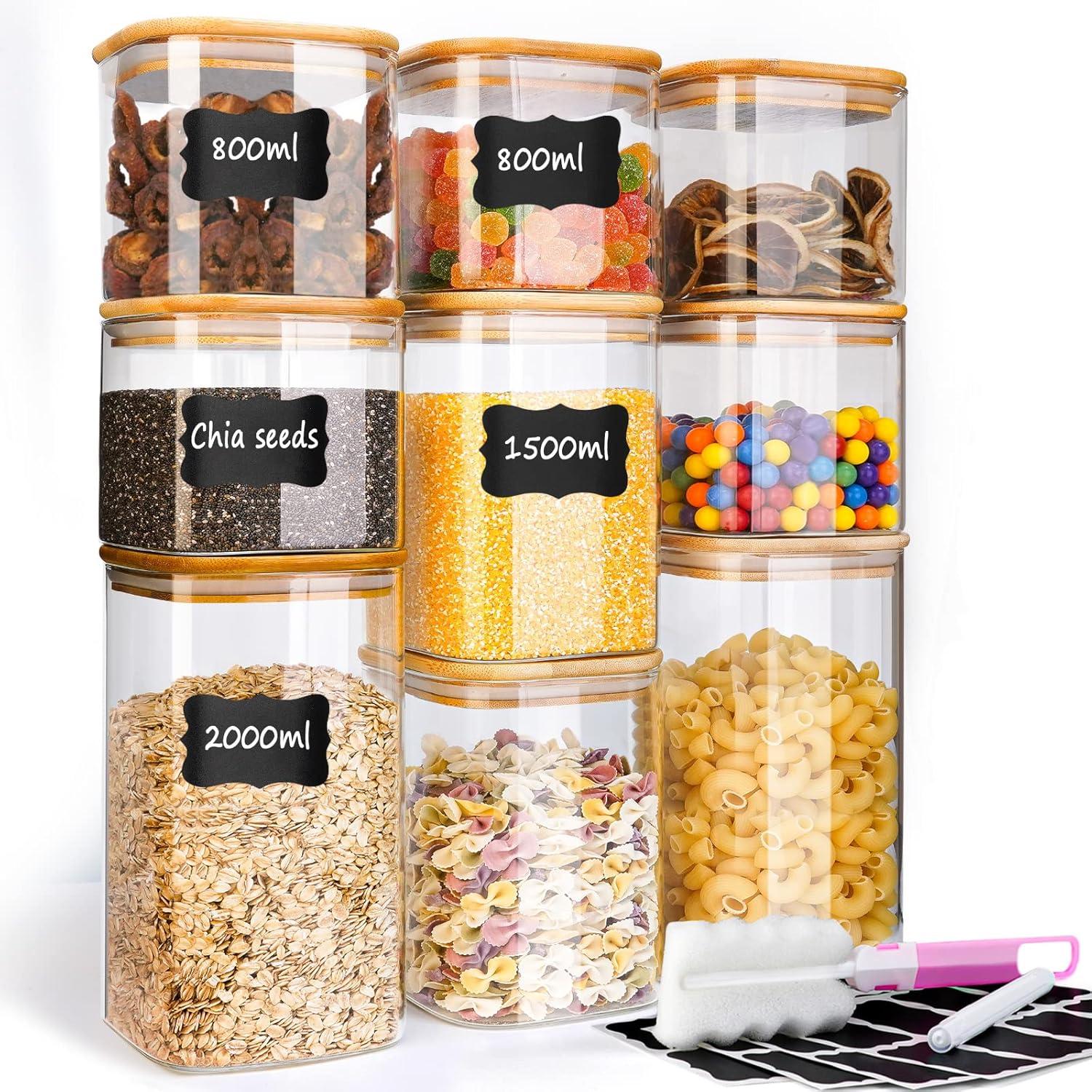 9-teiliges Vorratsglas Set mit Deckel für Kaffee Gewürz Müsli