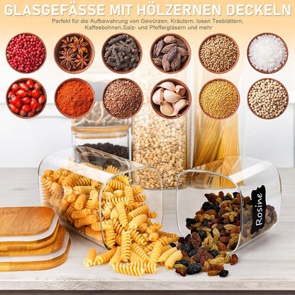 9-teiliges Glas Vorratsdosen Set Luftdicht Küchenbehälter