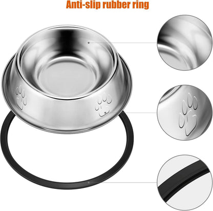Katzen Napf Set 4-teilig & Katzenspielzeug Edelstahl - Futterschüssel