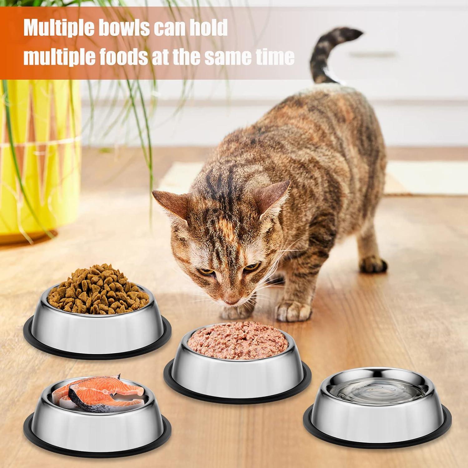 Katzennapf Set 4er Edelstahl + Katzen Spielzeug