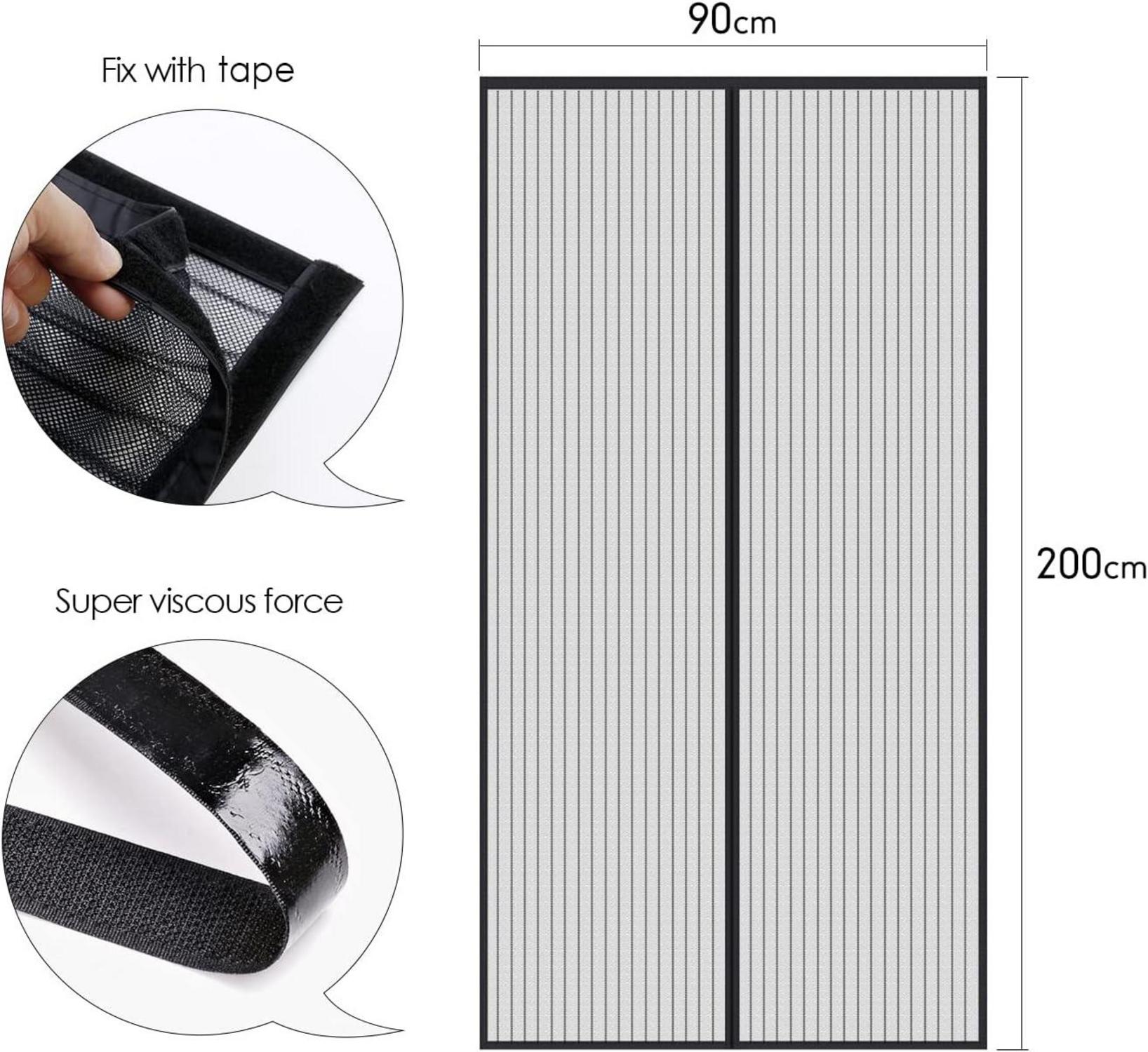 Fliegengitter Tür Magnet 90x200cm Insektenschutz Balkontür Schwarz