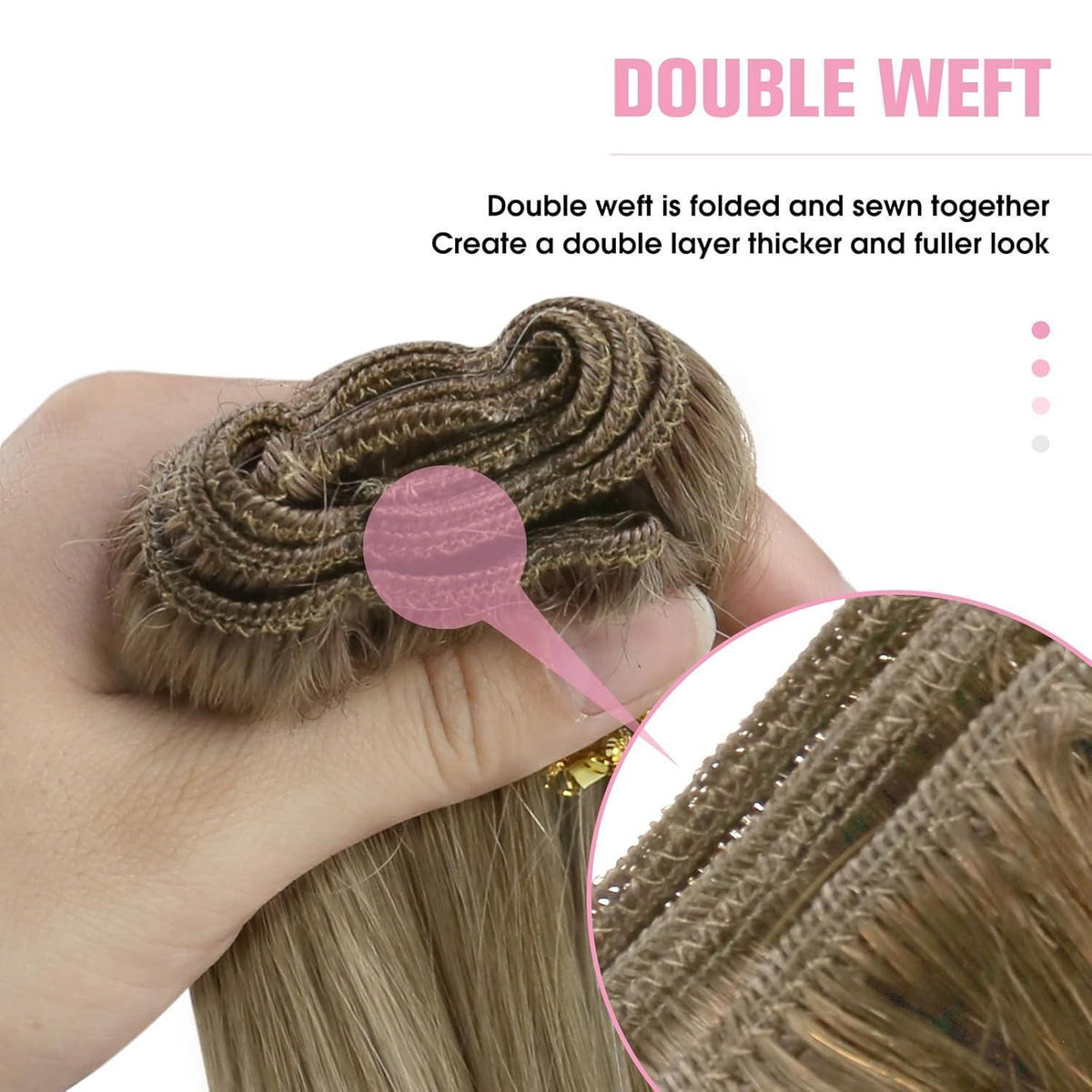 Echthaar Tressen Ombre Braun Blond 40cm 100g Weft