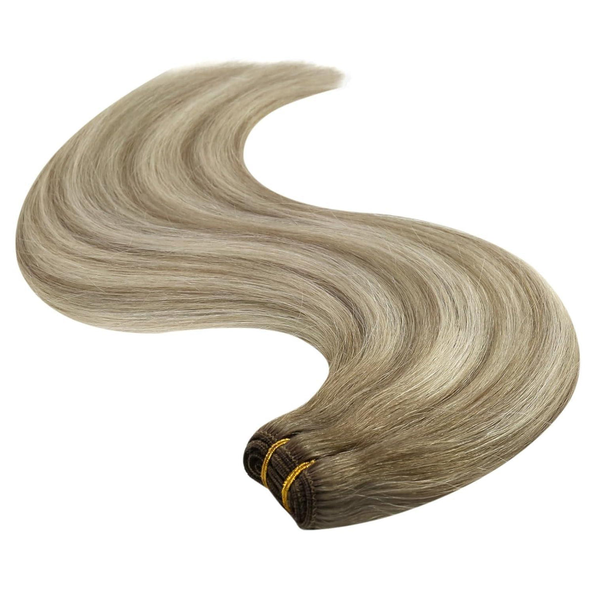 Echthaar Tressen Ombre Braun Blond 40cm 100g Weft