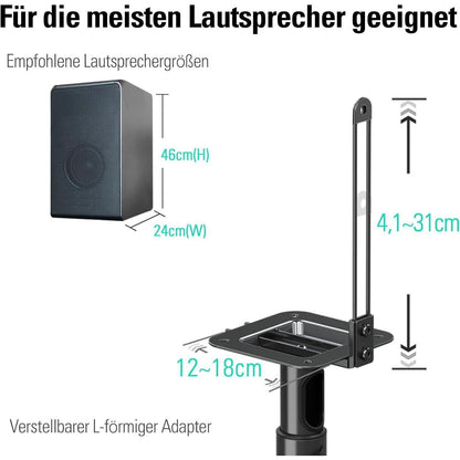 Höhenverstellbare Lautsprecherständer für Satelliten bis