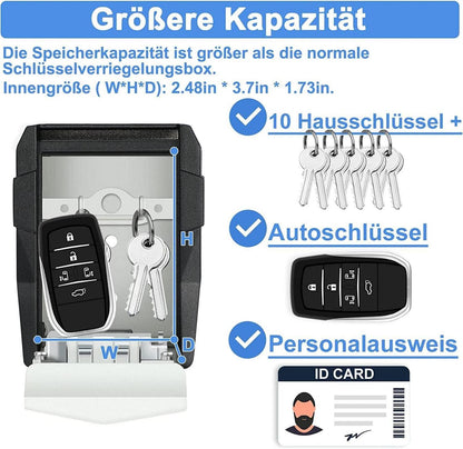 ZHEGE Schlüsseltresor mit Zahlencode und Haken für Hausschlüssel, Autoschlüssel - Grau