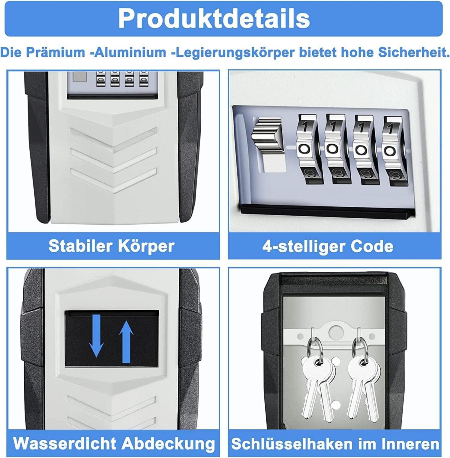 ZHEGE Schlüsselsafe Schlüsselkasten Zahlencode Haken 10 Hausschlüssel
