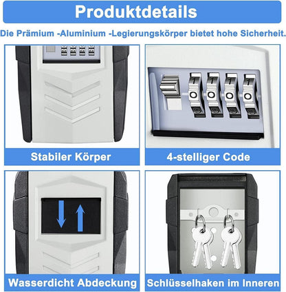 ZHEGE Schlüsselsafe Schlüsselkasten Zahlencode Haken 10 Hausschlüssel