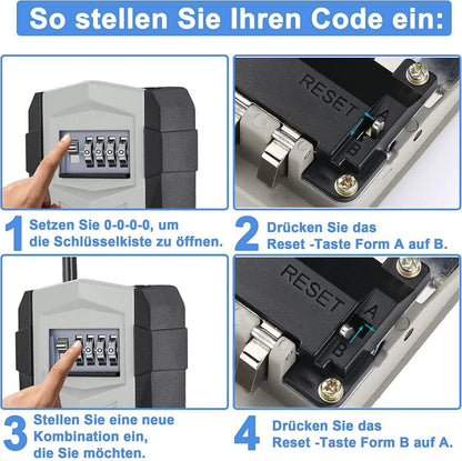ZHEGE Schlüsselsafe Schlüsselkasten Zahlencode Haken 10 Hausschlüssel