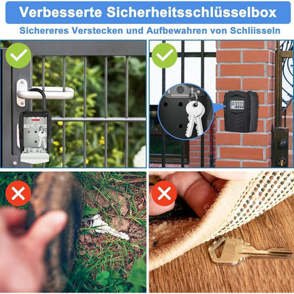 Schlüsseltresor Aussen mit Zahlencode, Wetterfest, Schwarz L