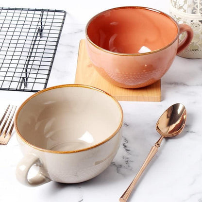 Groß Keramik Tasse 700ml Kaffeebecher Orange mit Henkel