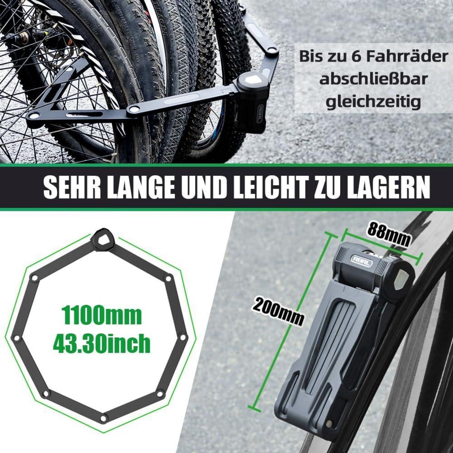 RBRL Fahrradschloss 110cm Zahlenschloss mit Halterung und 5mm Stäben