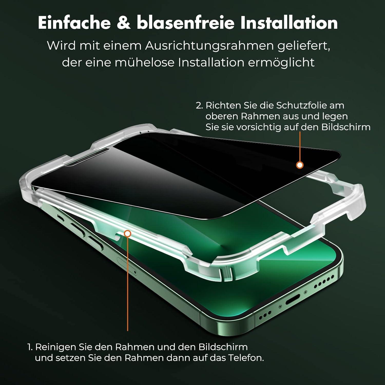Sichtschutzfolie für iPhone 13 Pro Max 6,7 Zoll [2 Stück] Anti-Spähen