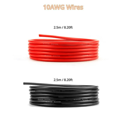 QWORK® 10AWG Silikon Elektronik Kabel - 5M Schwarz/Rot