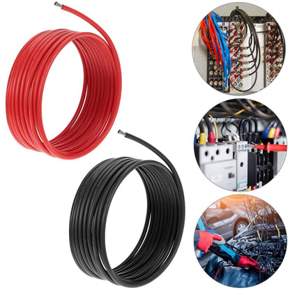 QWORK® 10AWG Silikon Elektronik Kabel - 5M Schwarz/Rot