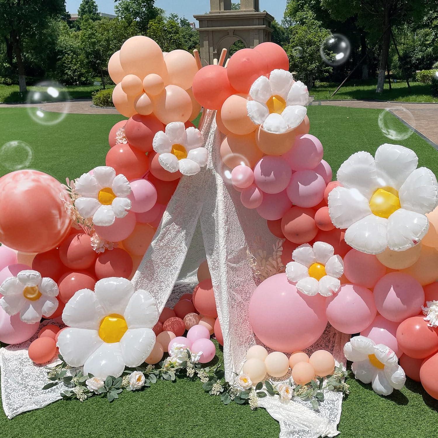 Rosa Ballon Girlande Boho Party Deko Gänseblümchen Luftballons